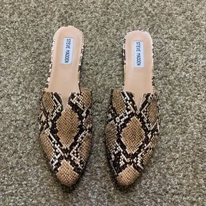 Snake print mules